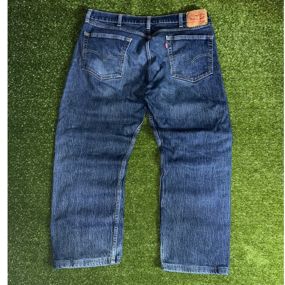 Levis 505 Regular Fit Jeans Mens 38x29 Dark Wash Blue Straight Leg Denim Pants